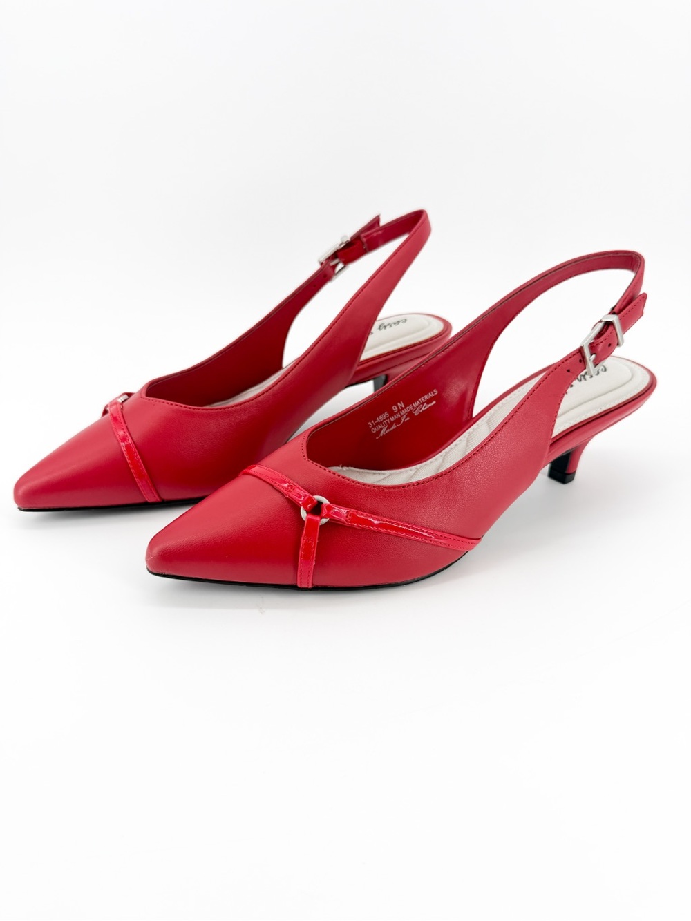 Easy Street Feena Pointed Toe Slingback Kitten Heel Pumps Red 9 Narrow NEW